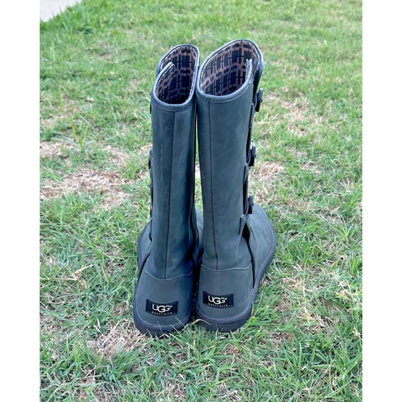 UGG Australia Annarosa Button Boot Women’s Size 9 Charcoal Leather Button Tall - Picture 3 of 6